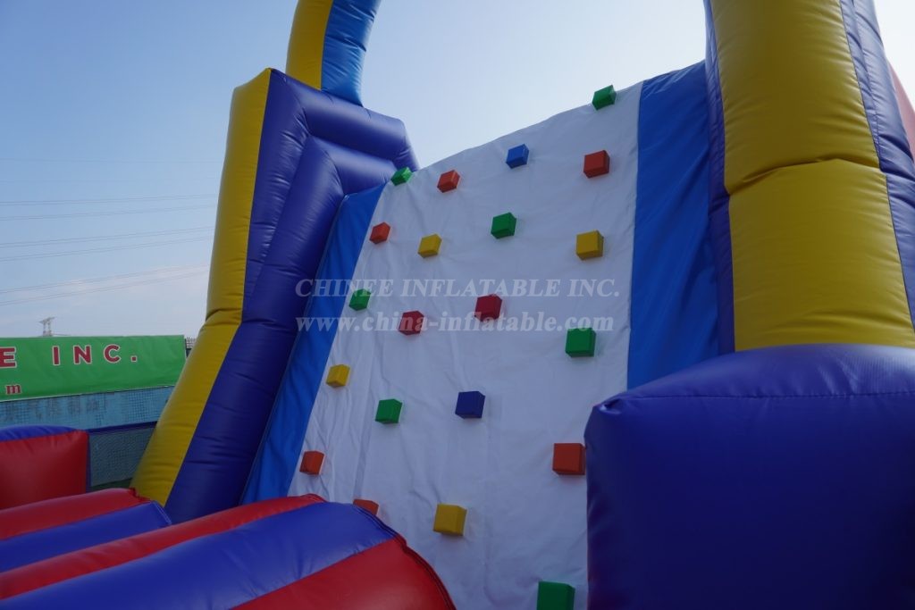 T7-519 Inflatable Obstacle Course with Climbing Wall & Slide