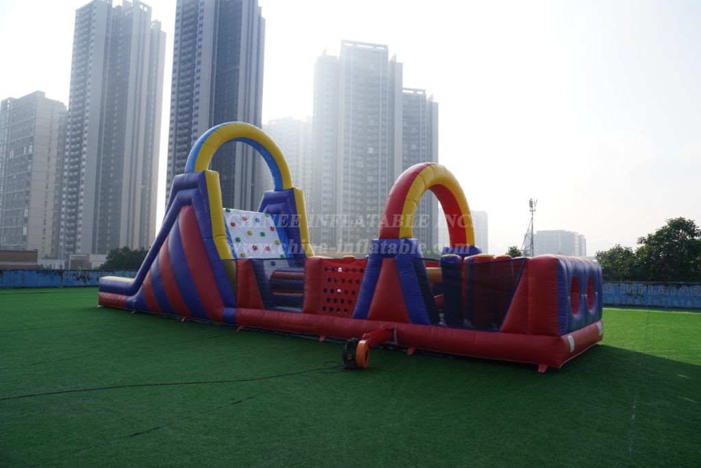 T7-519 Inflatable Obstacle Course with Climbing Wall & Slide