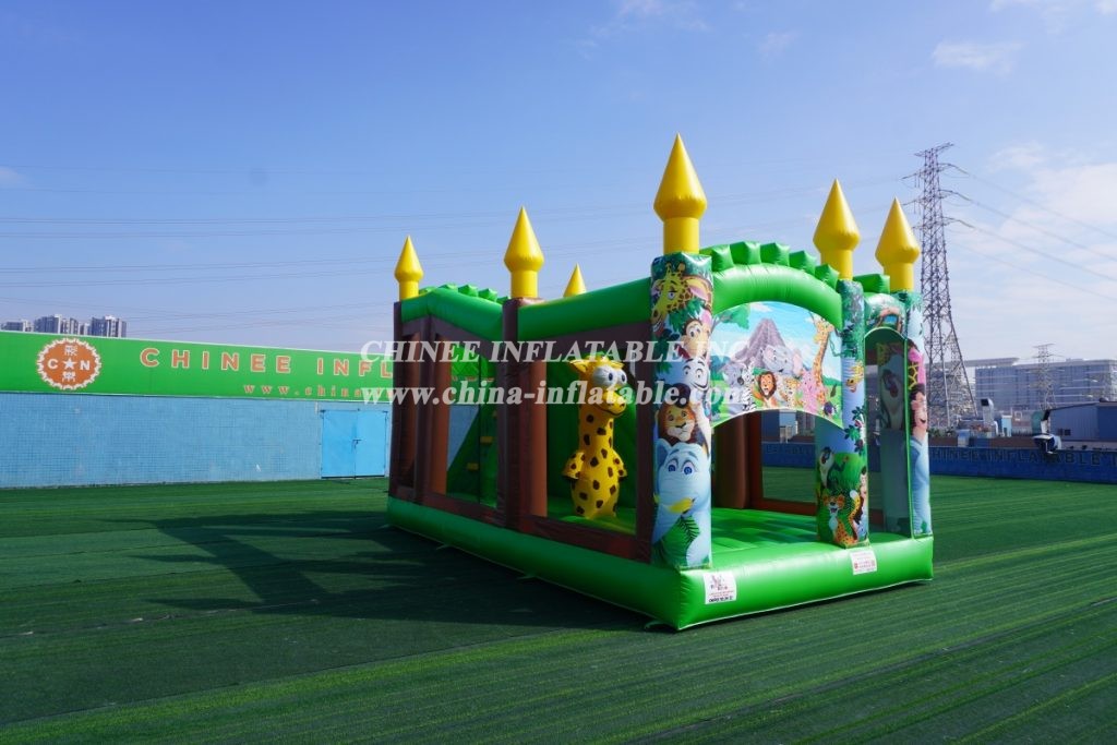 T5-1002F Jungle Safari Bouncy Castle Combo Slide Outdoor Kids Jumping Castle