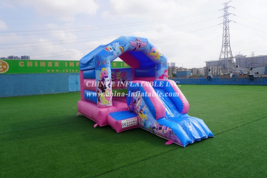T2-2723B My Little Pony Kids Bouncy Castle With Slide Commercial Inflatable Combos