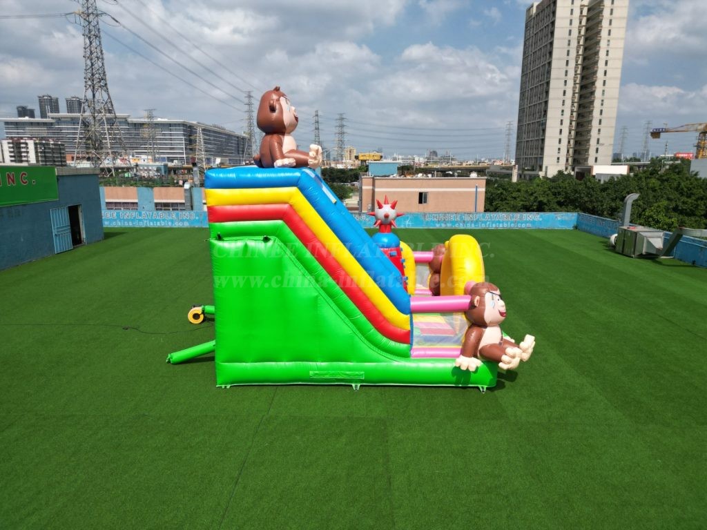 T6-3560B Pirate Monkey Theme Inflatable Jumping Castle With Slide