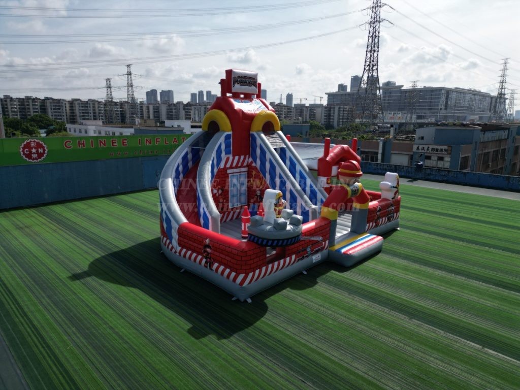 T6-1125 Inflatable fire station fun city
