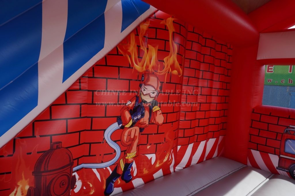 T6-1125 Inflatable fire station fun city