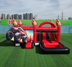 T2-4795C Monster Truck Themed Bounce House with Slide & Pool