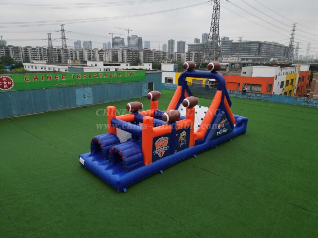T7-404B Rugby themed inflatable obstacle course