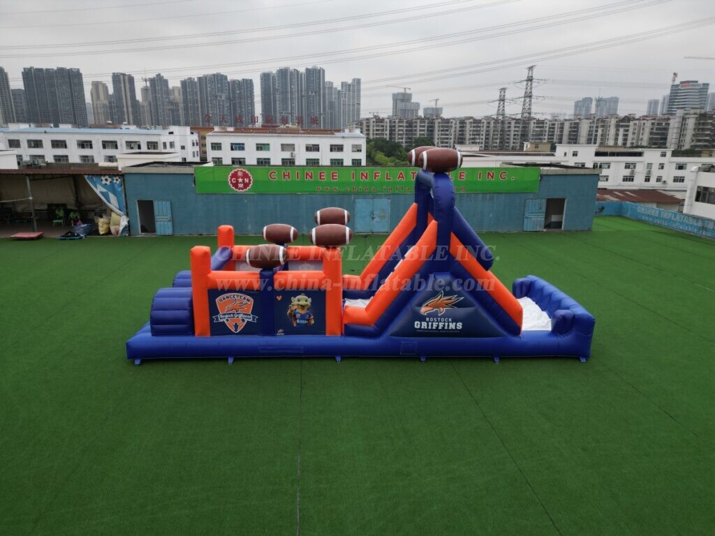 T7-404B Rugby themed inflatable obstacle course