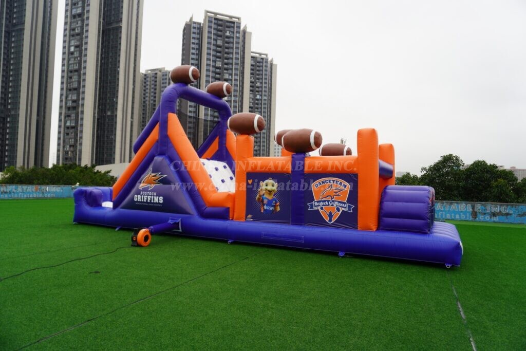 T7-404B Rugby themed inflatable obstacle course