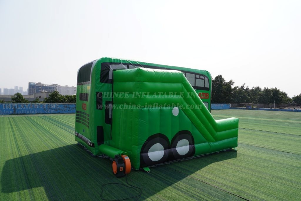 T2-3260 Bus Shape Inflatable Bounce House with Slide