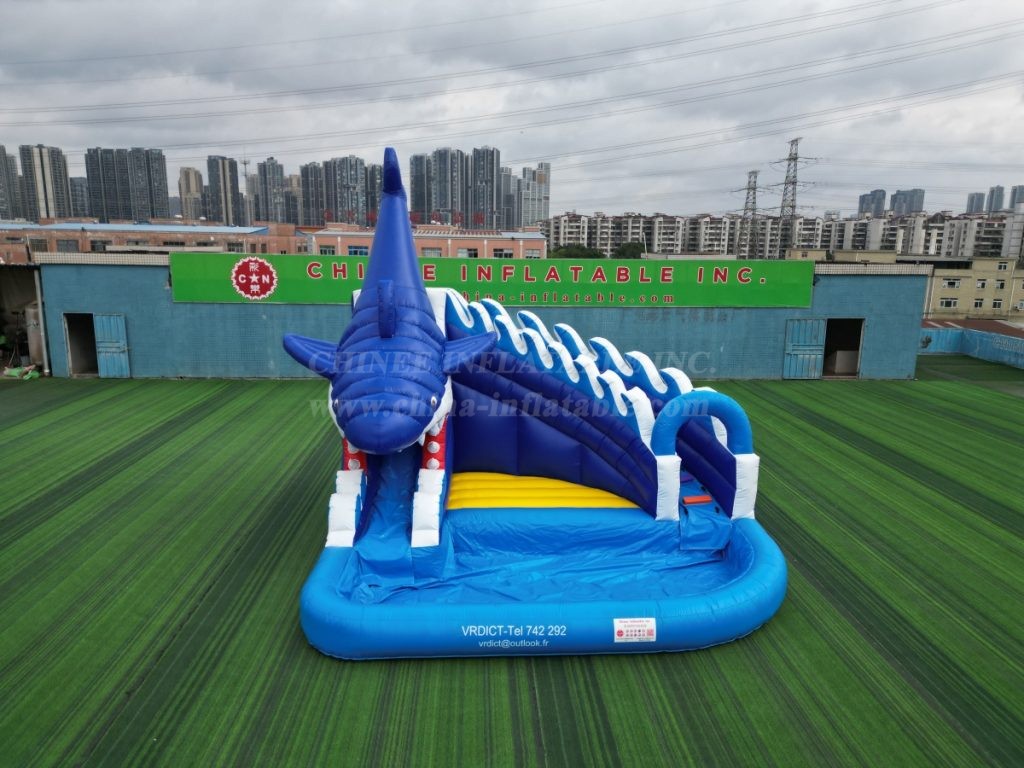 T8-5301 Shark Theme Inflatable Water Slide