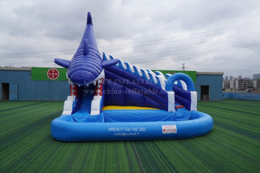 T8-5301 Shark Theme Inflatable Water Slide