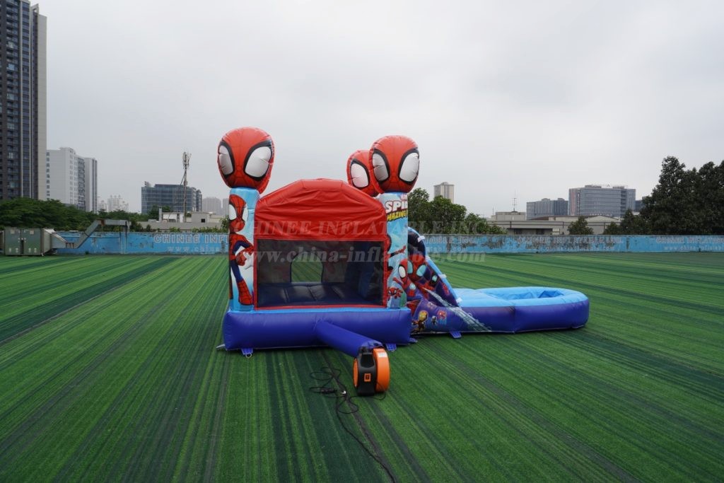 T2-4268H Spider-Man Inflatable Bounce House with Slide & Pool