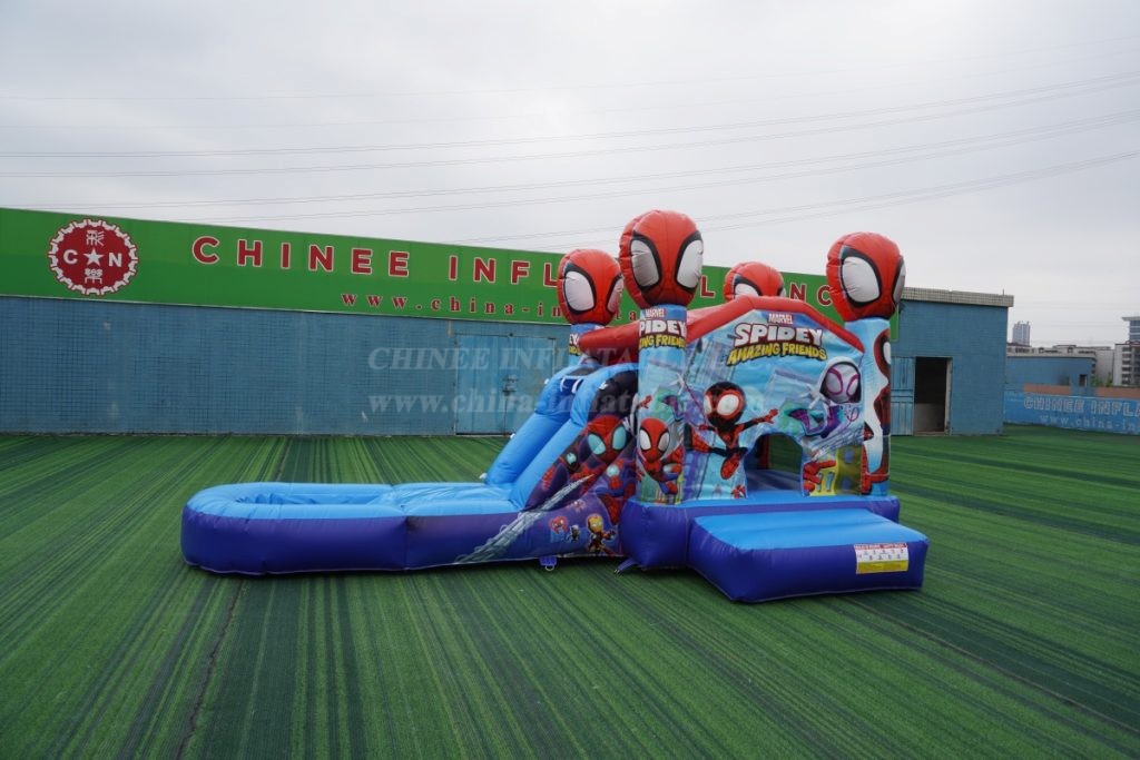 T2-4268H Spider-Man Inflatable Bounce House with Slide & Pool