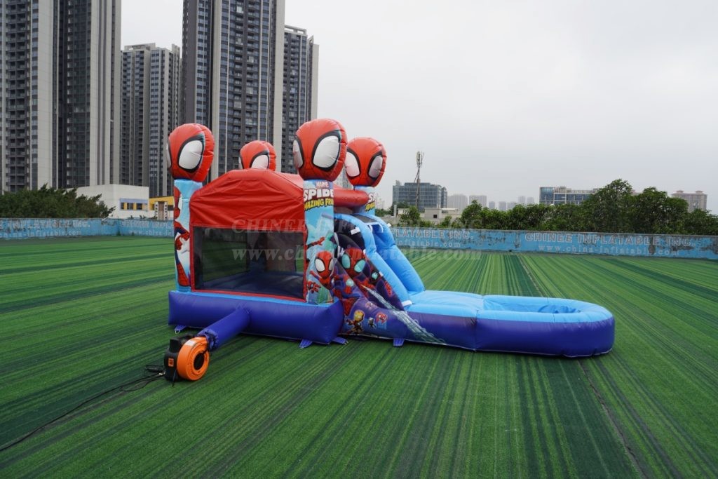 T2-4268H Spider-Man Inflatable Bounce House with Slide & Pool