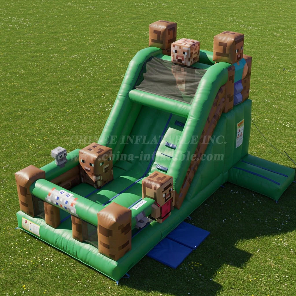 T8-8035 minecraft Inflatable Water Slide