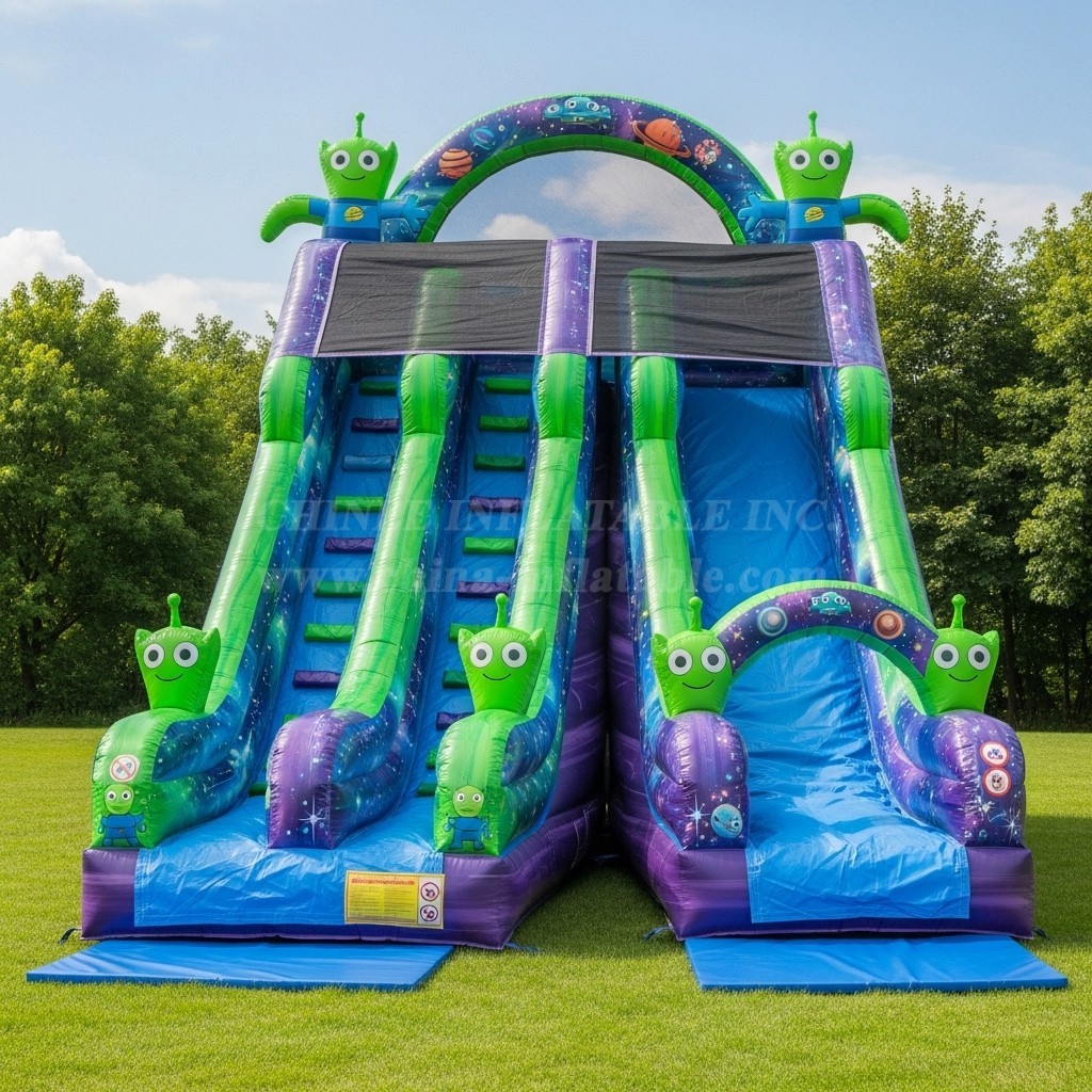 T8-8095 Alien Theme Inflatable Dry Slide