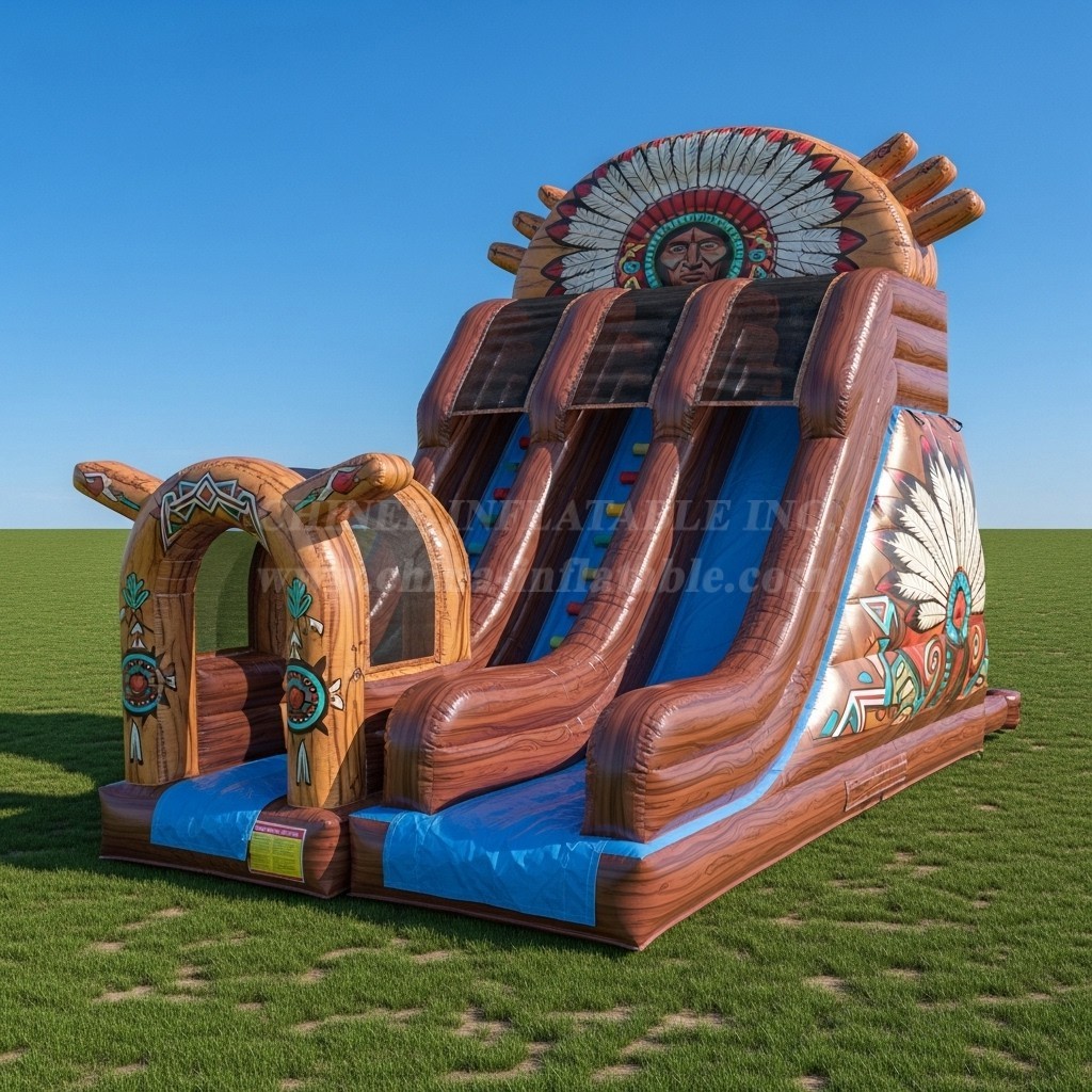 T8-8096 American Indian Theme Inflatable Dry Slide