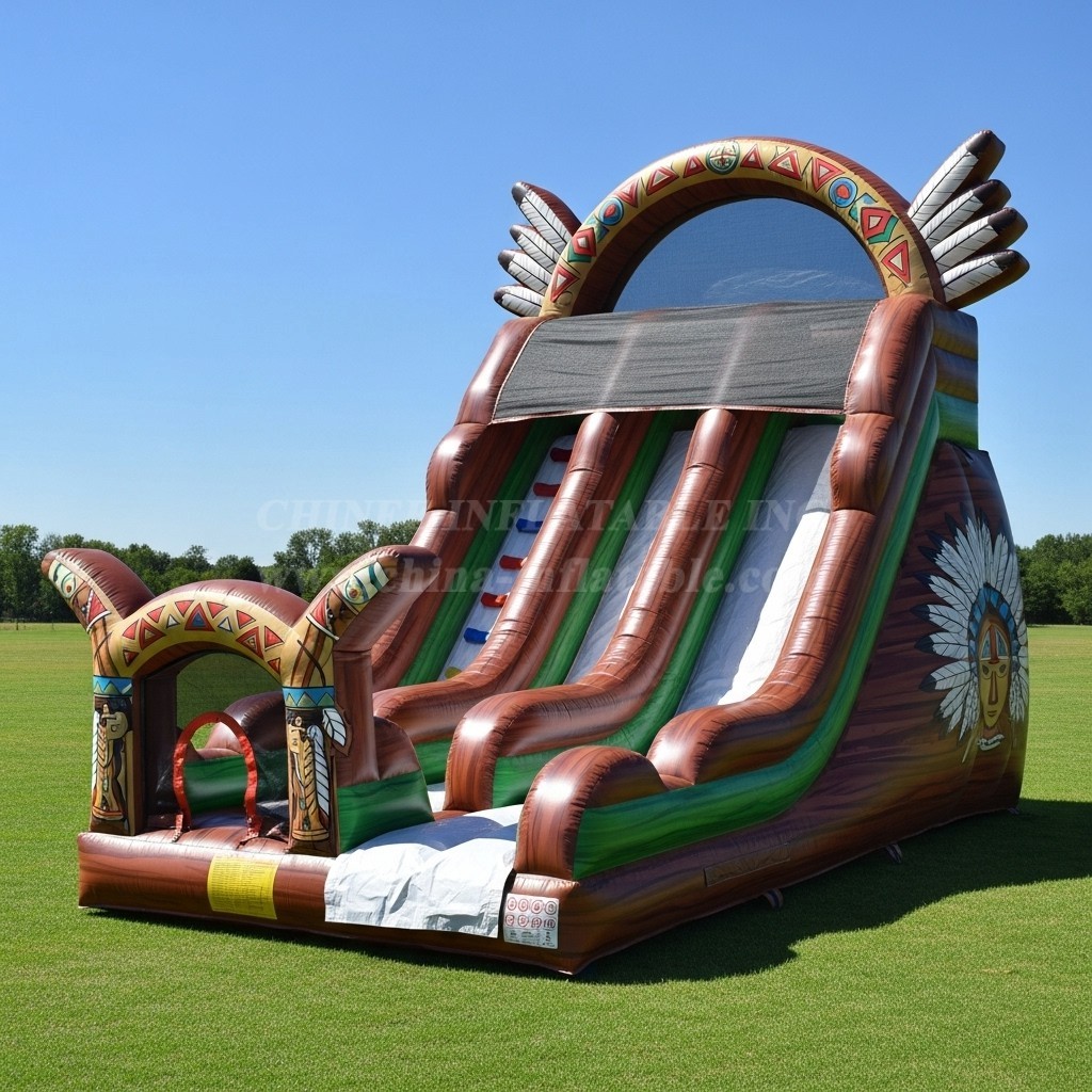 T8-8099 American Indian Theme Inflatable Dry Slide