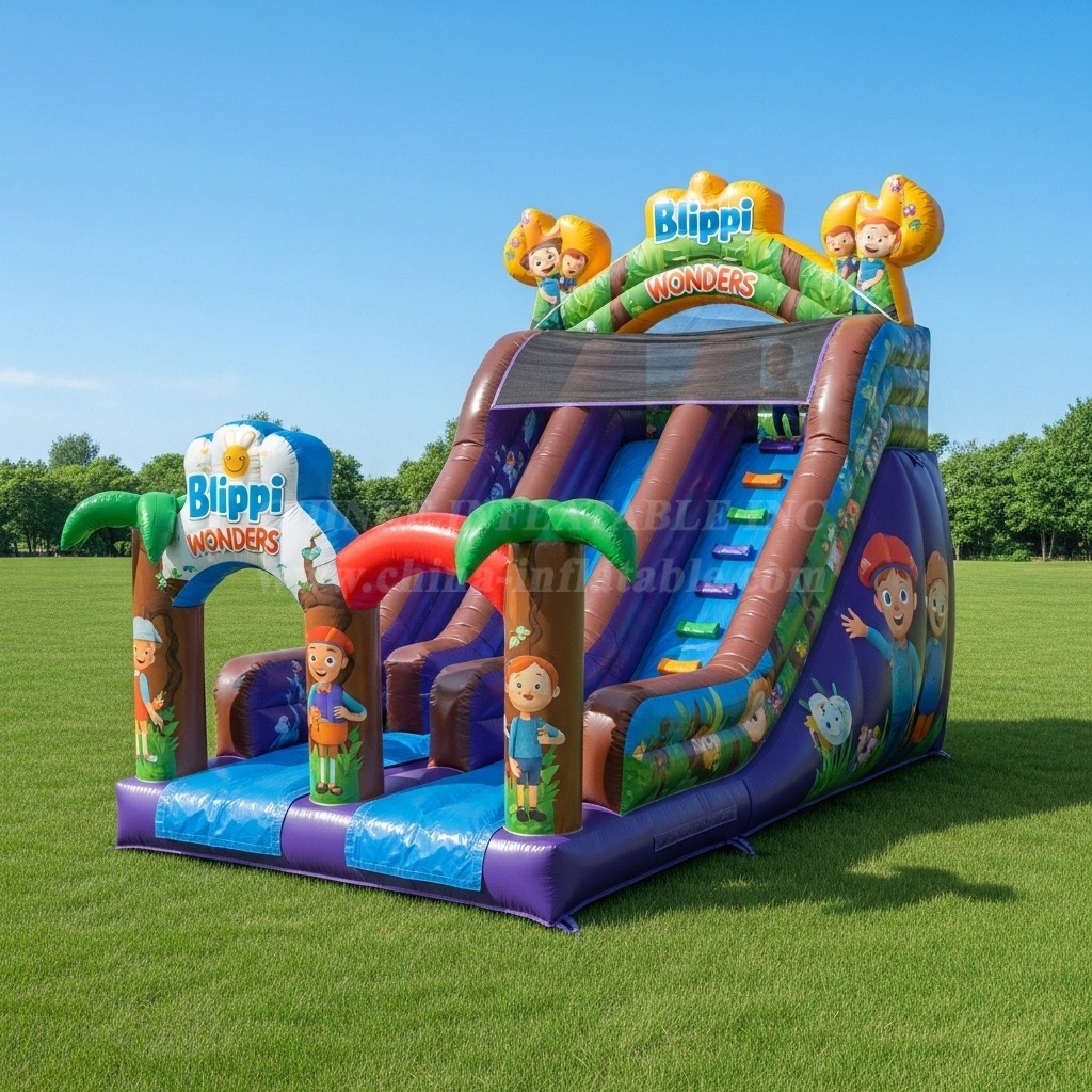 T8-8114 Blippi Wonders Theme Inflatable Dry Slide