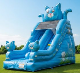 T8-8115 Blue Cat Theme Inflatable Dry Slide