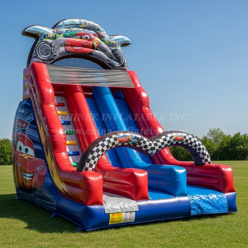 T8-8123 Cars Theme Inflatable Dry Slide