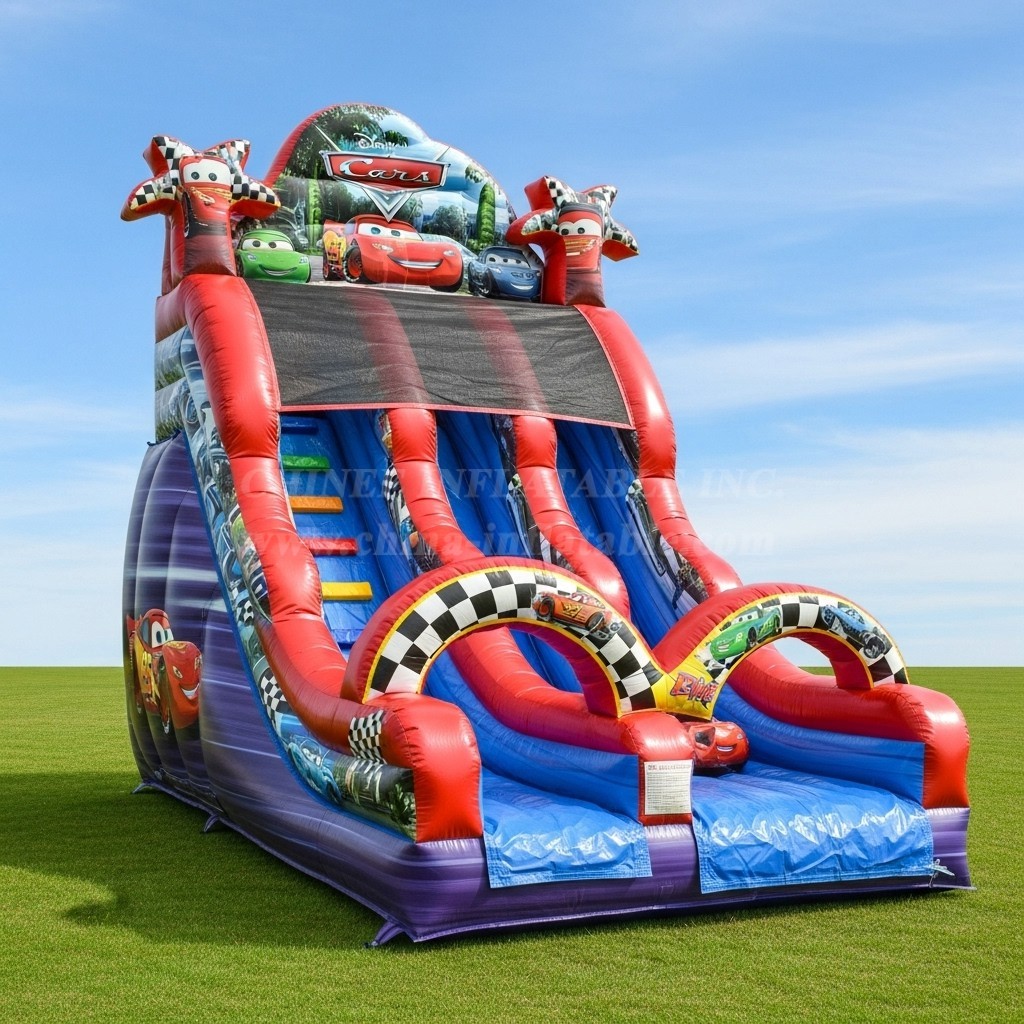 T8-8124 Cars Theme Inflatable Dry Slide
