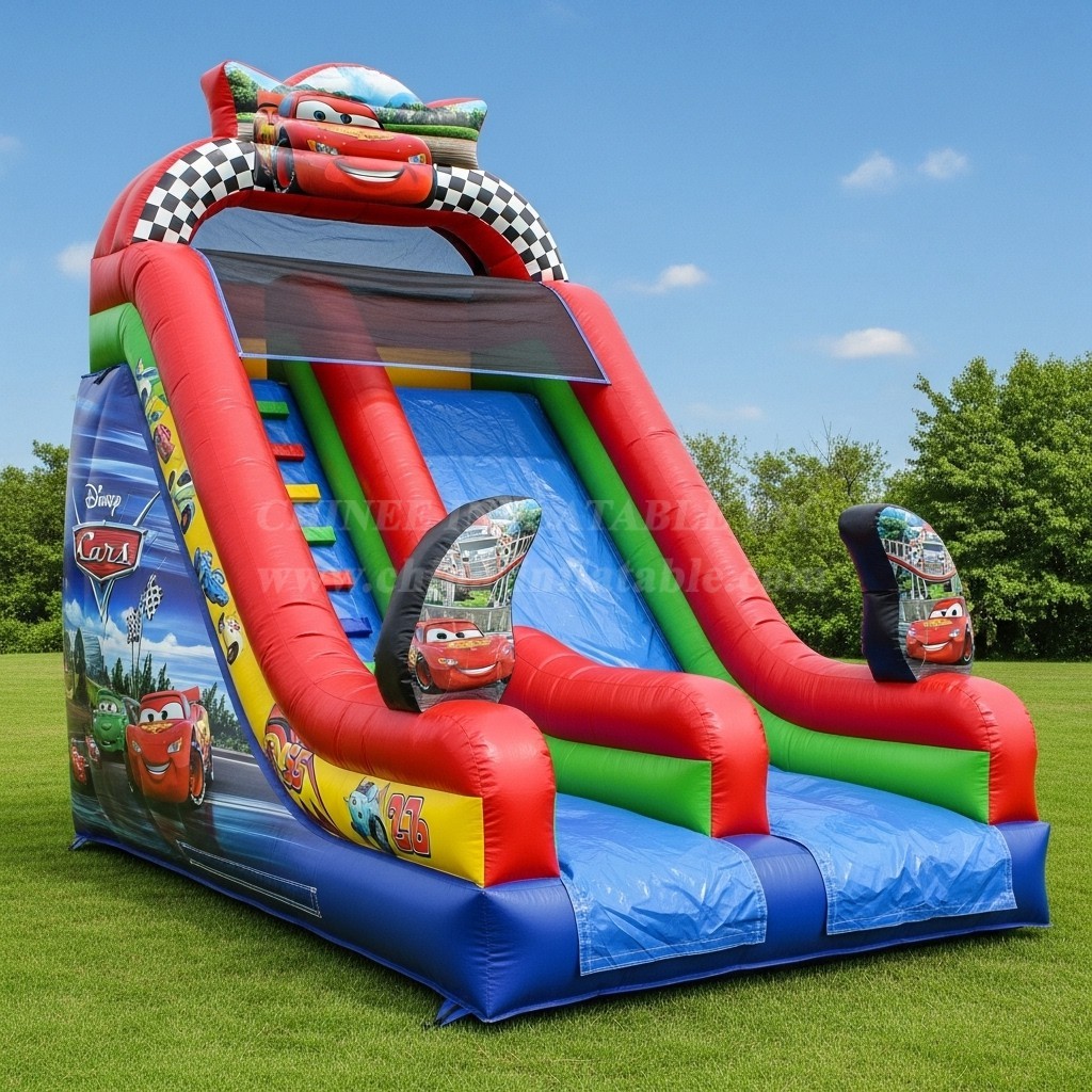 T8-8126 Cars Theme Inflatable Dry Slide