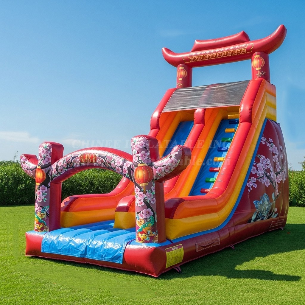 T8-8127 Chinese Style Theme Inflatable Dry Slide