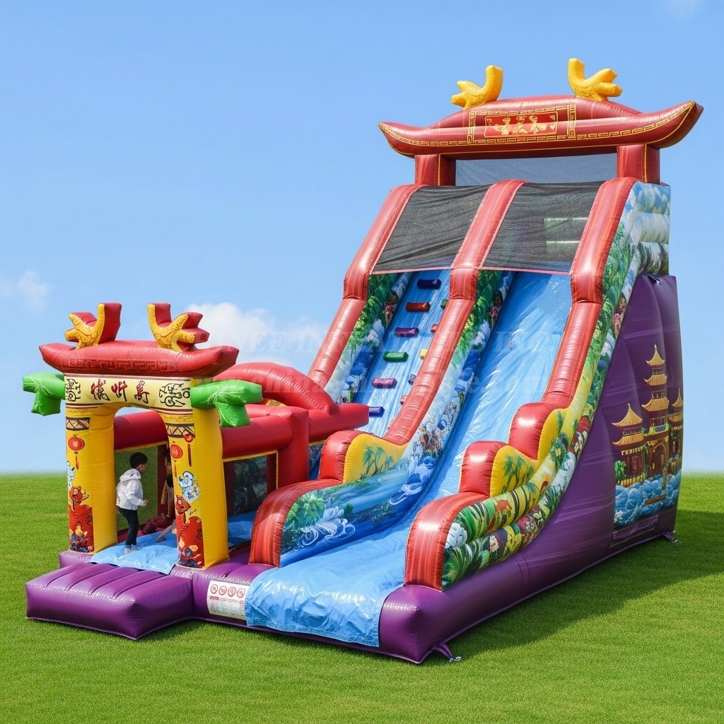 T8-8128 Chinese Style Theme Inflatable Dry Slide
