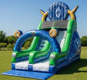 T8-8142 Cryptocurrency Theme Inflatable Dry Slide