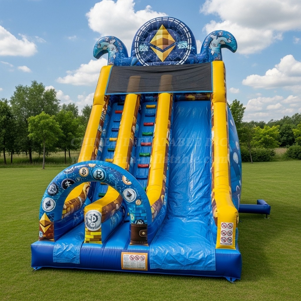T8-8143 Cryptocurrency Theme Inflatable Dry Slide