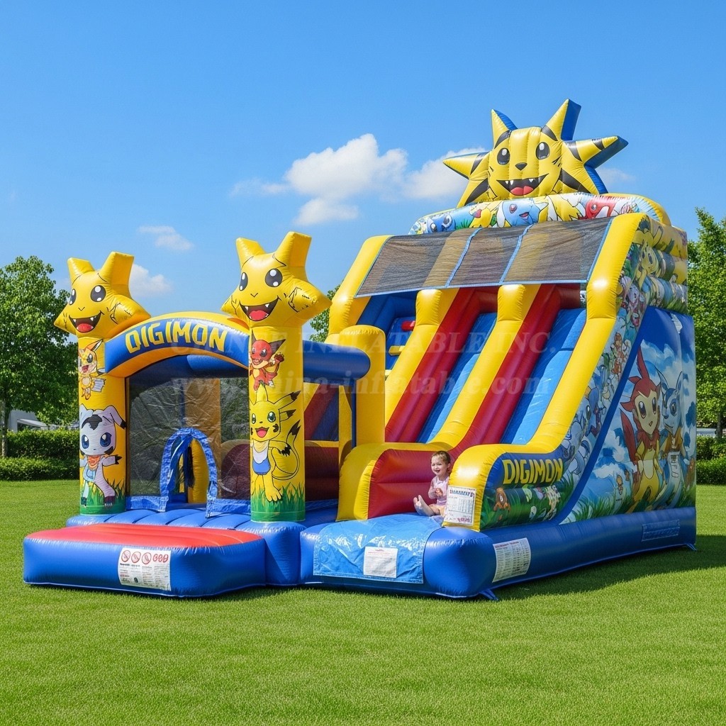 T8-8145 Digimon Theme Inflatable Dry Slide