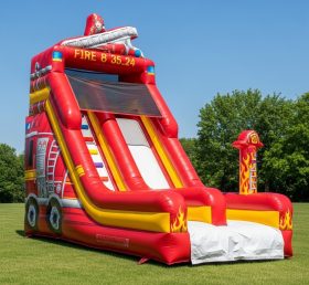 T8-8174 Firetruck Theme Inflatable Dry Slide