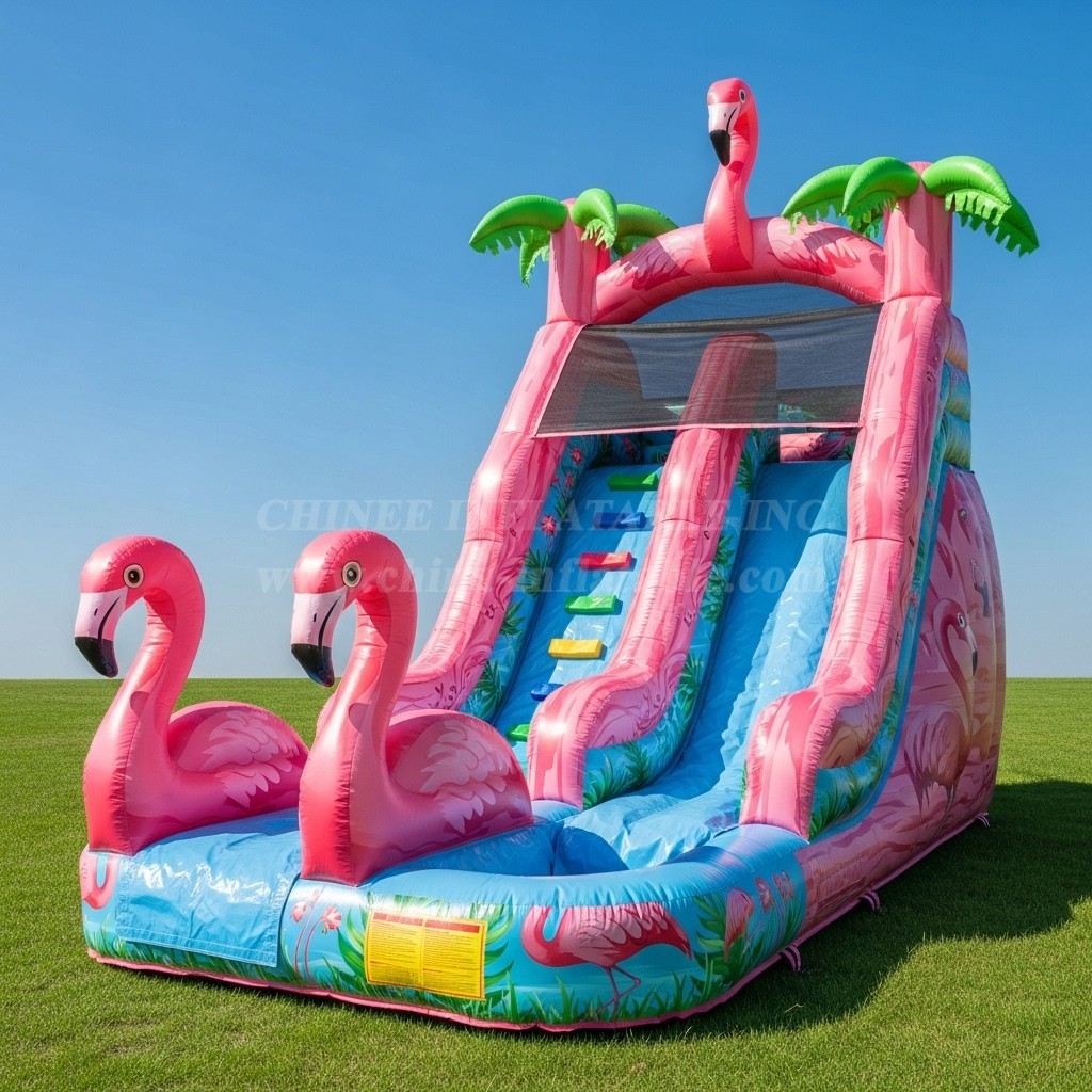 T8-8176 Flamingo Theme Inflatable Dry Slide