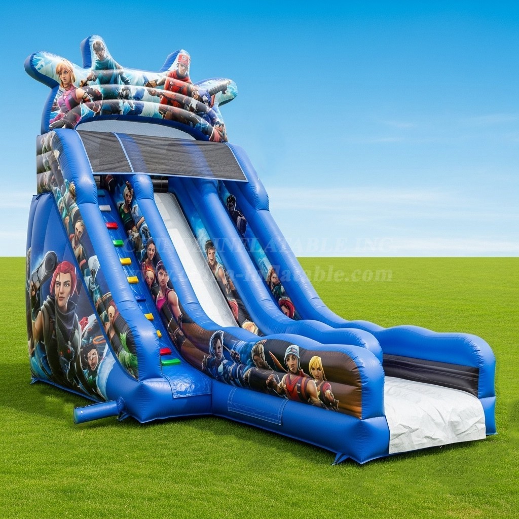 T8-8178 Fortnite Theme Inflatable Dry Slide