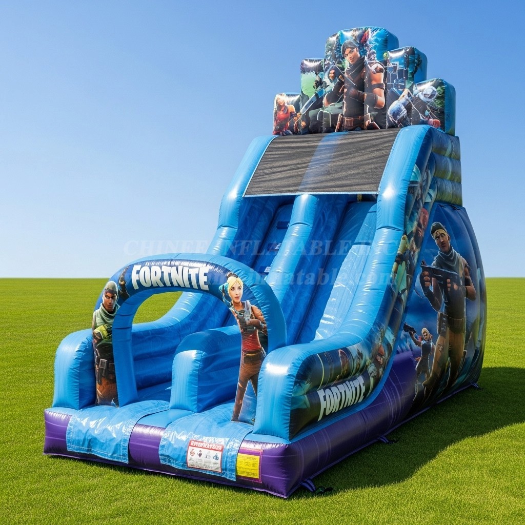 T8-8179 Fortnite Theme Inflatable Dry Slide