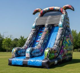 T8-8184 Graffiti Theme Inflatable Dry Slide