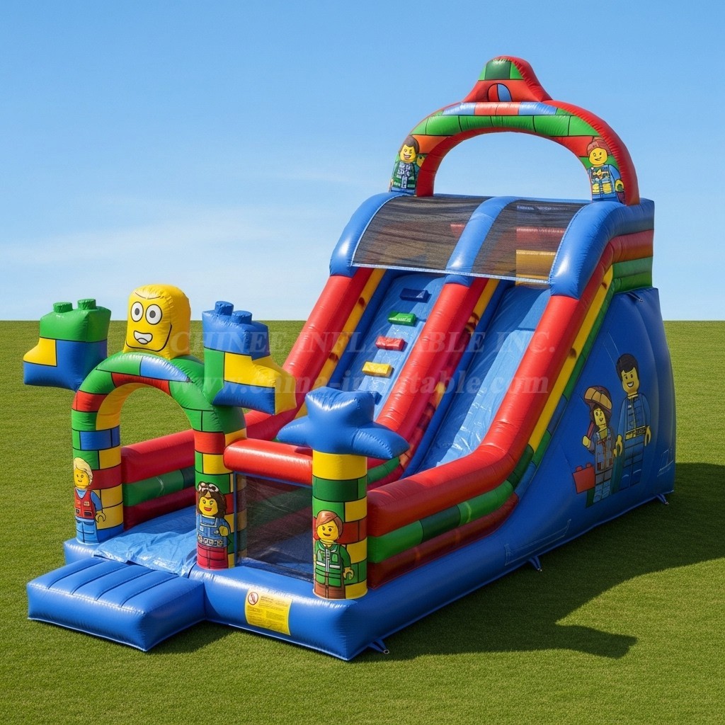 T8-8196 Lego Theme Inflatable Dry Slide