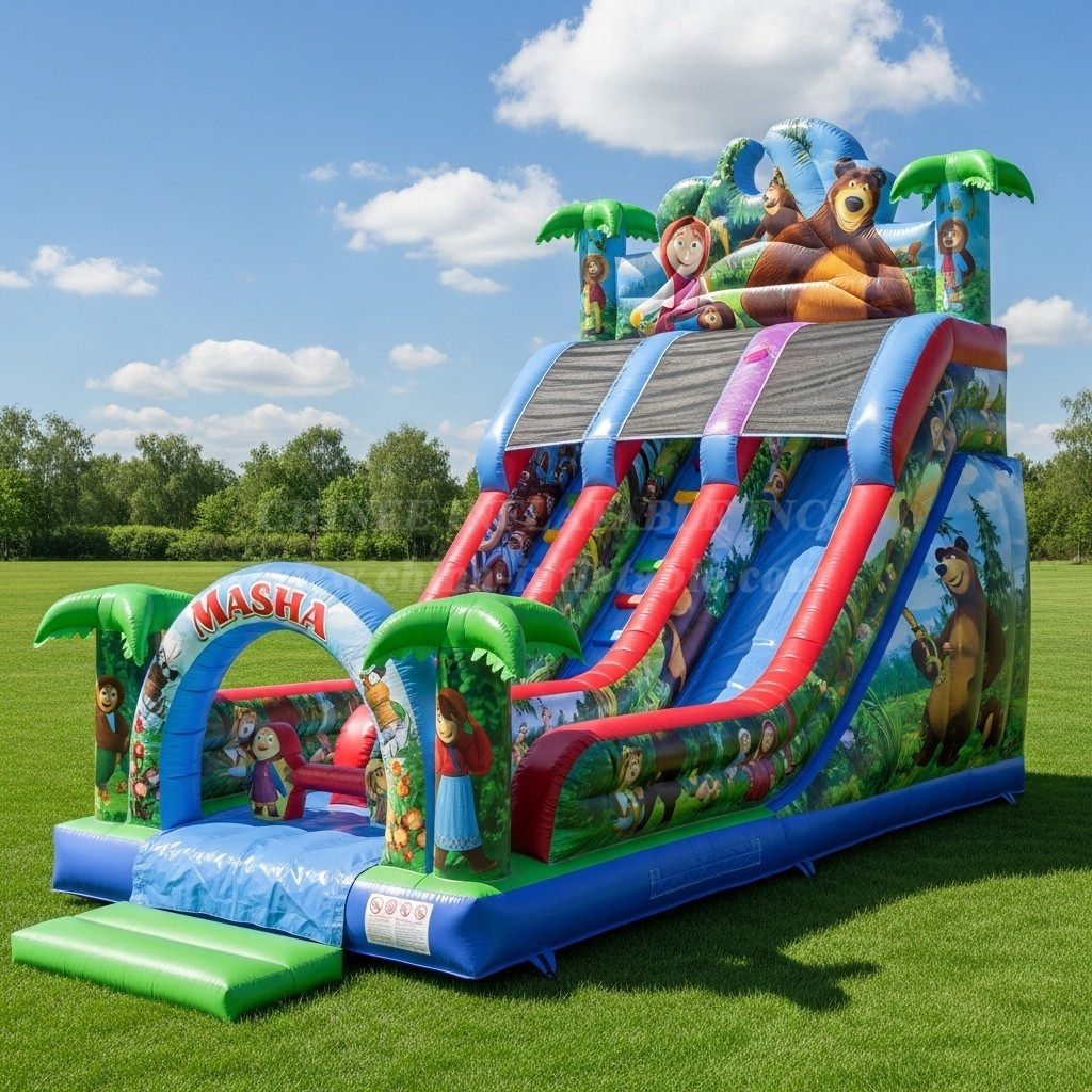 T8-8206 Masha And The Bear Theme Inflatable Dry Slide