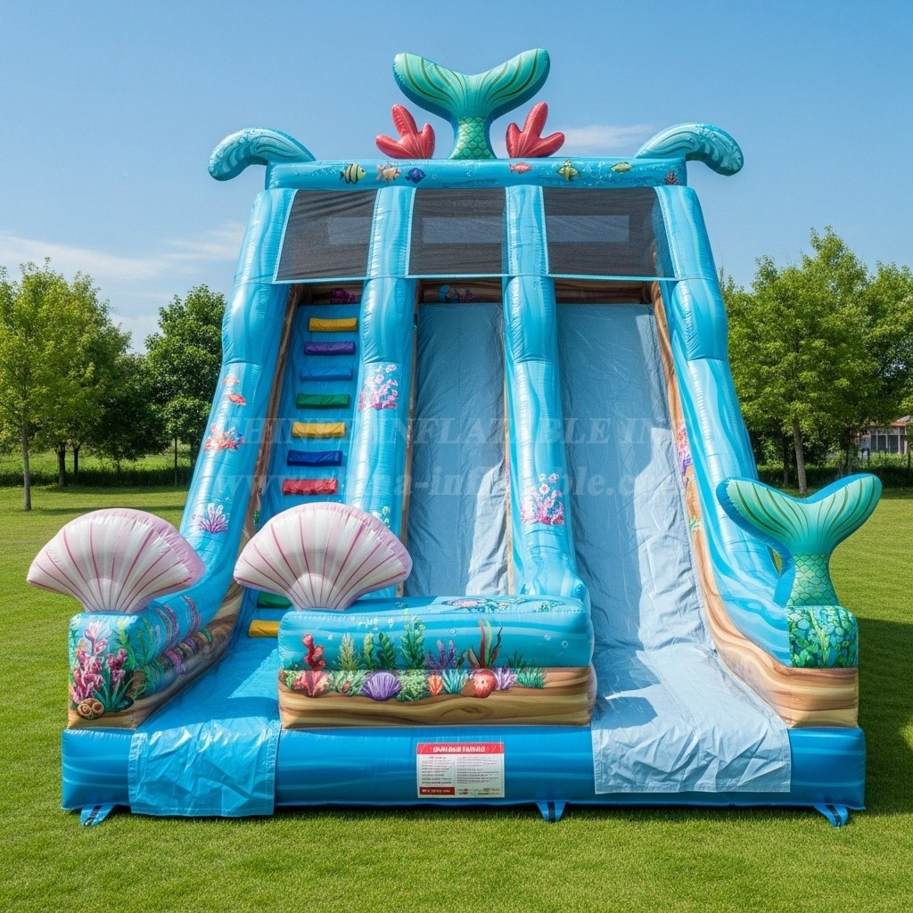 T8-8208 Mermaid Theme Inflatable Dry Slide