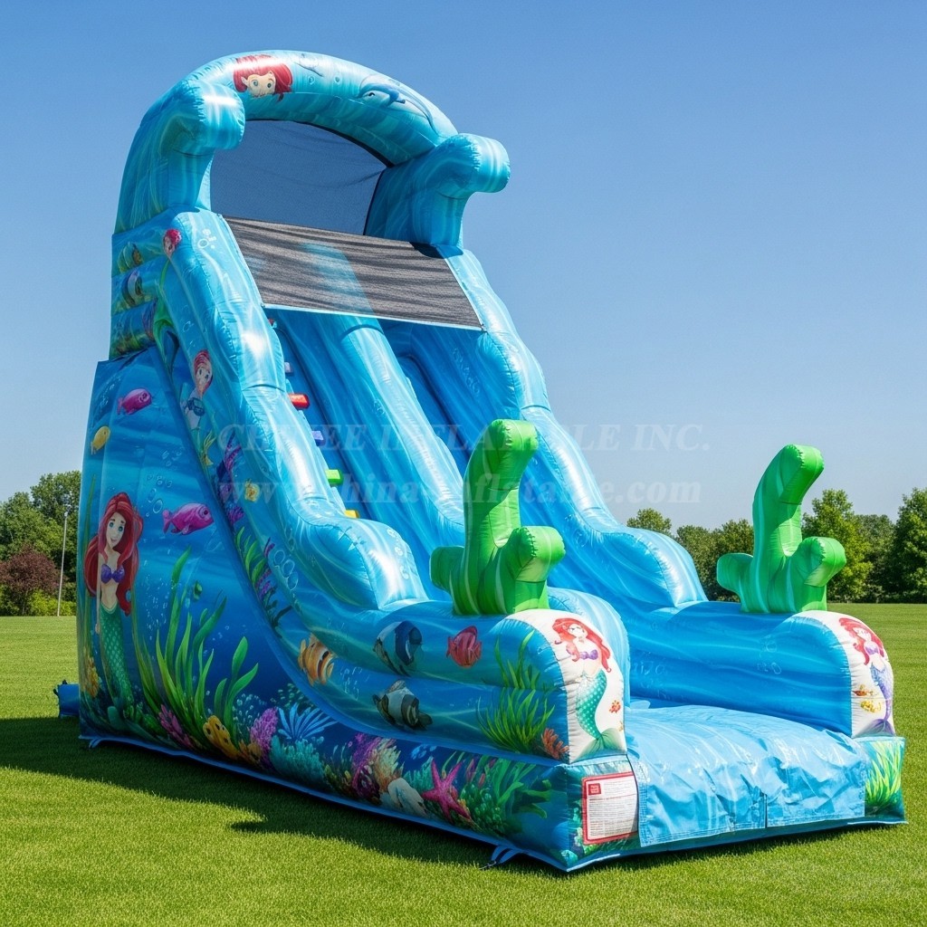 T8-8209 Mermaid Theme Inflatable Dry Slide