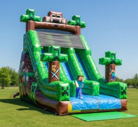 T8-8218 Minecraft Theme Inflatable Dry Slide