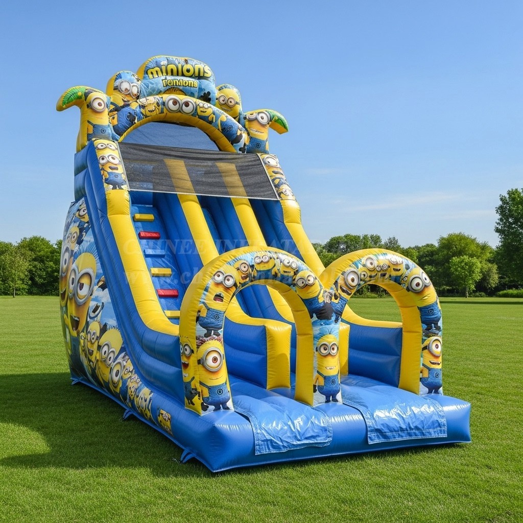 T8-8221 Minions Theme Inflatable Dry Slide