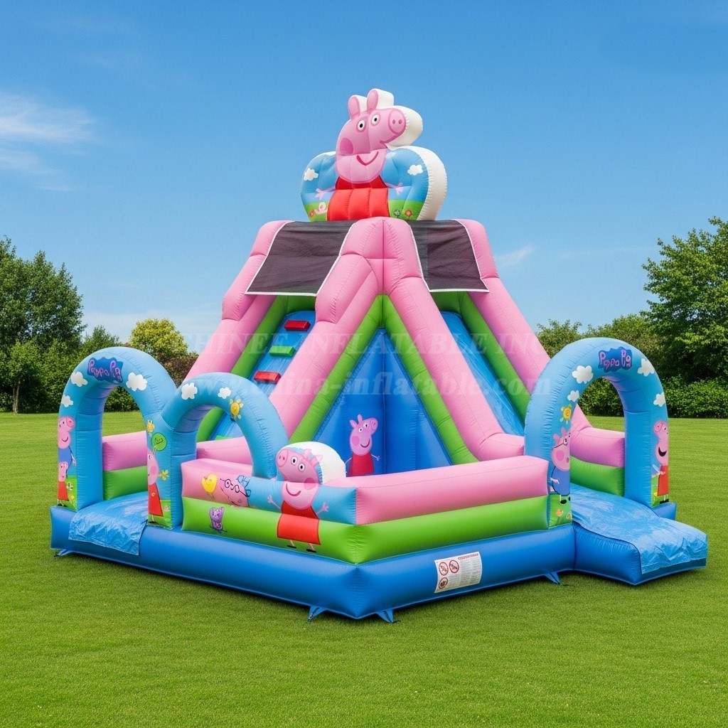 T8-8252 Peppa Pig Theme Inflatable Dry Slide