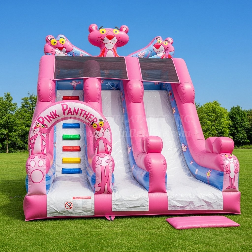 T8-8254 Pink Panther Theme Inflatable Dry Slide