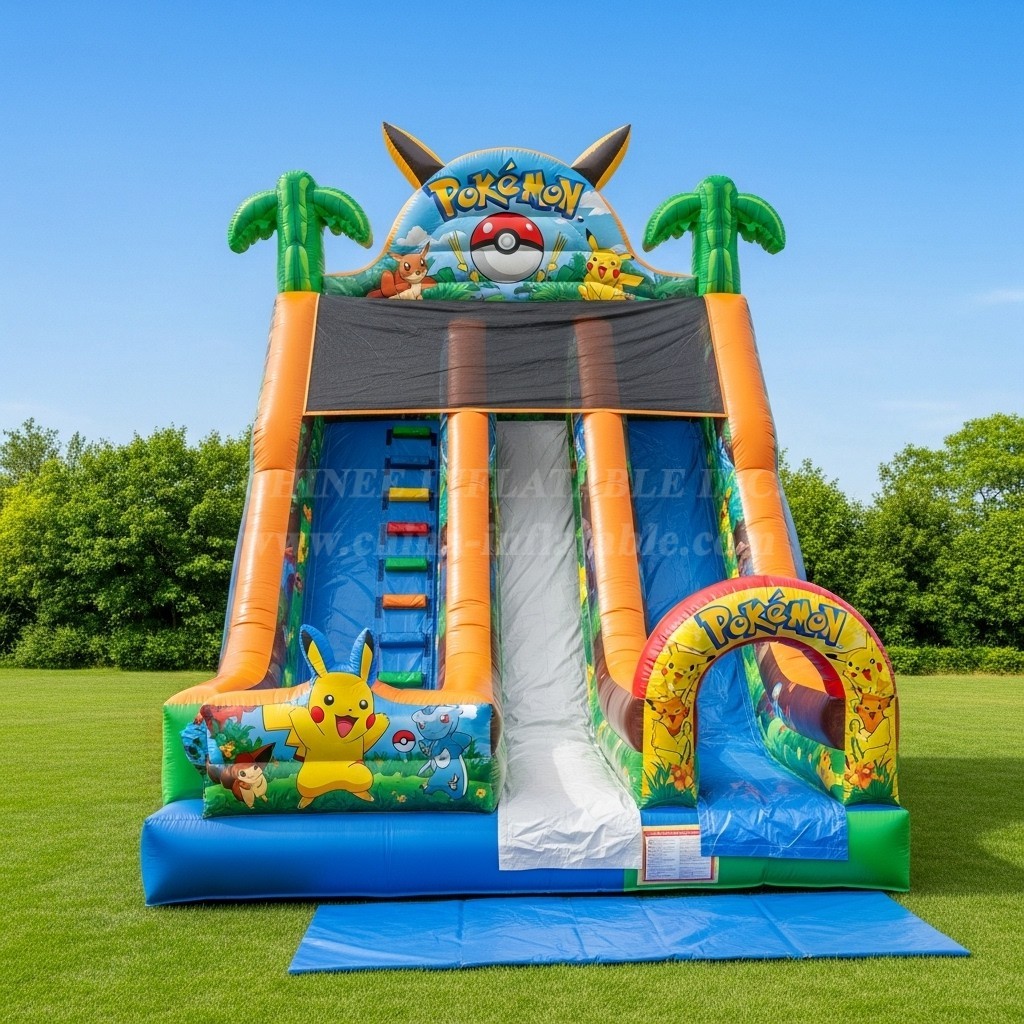 T8-8268 Pokemon Theme Inflatable Dry Slide
