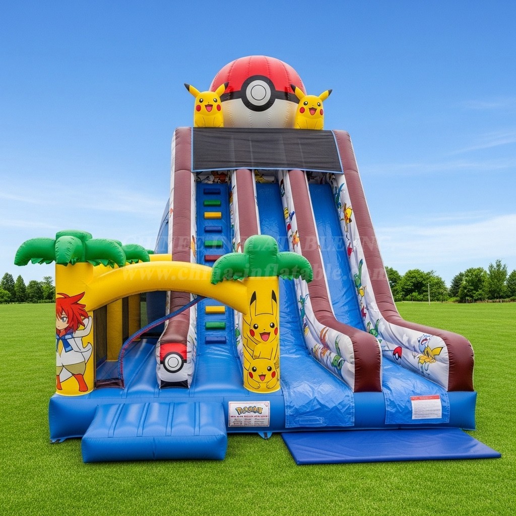 T8-8272 Pokemon Theme Inflatable Dry Slide