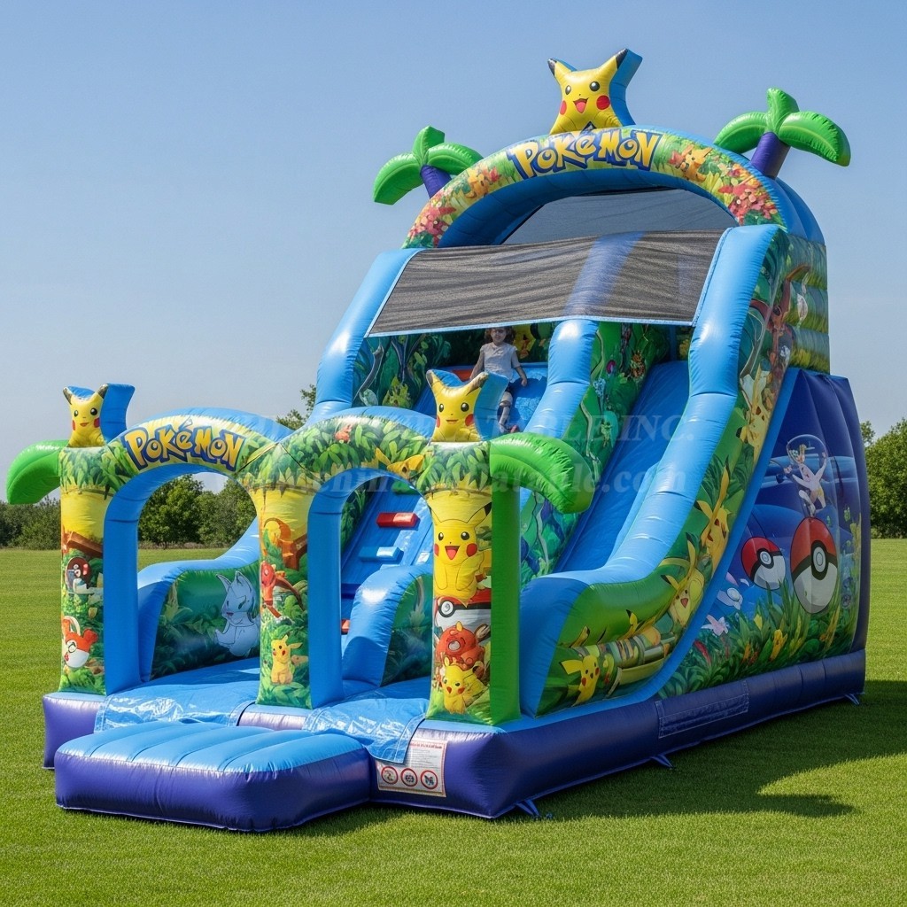 T8-8273 Pokemon Theme Inflatable Dry Slide