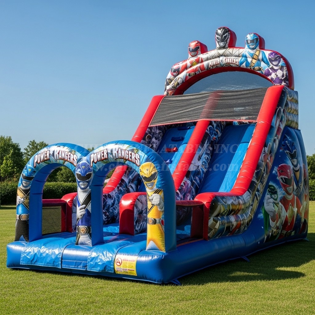 T8-8274 Power Rangers Theme Inflatable Dry Slide