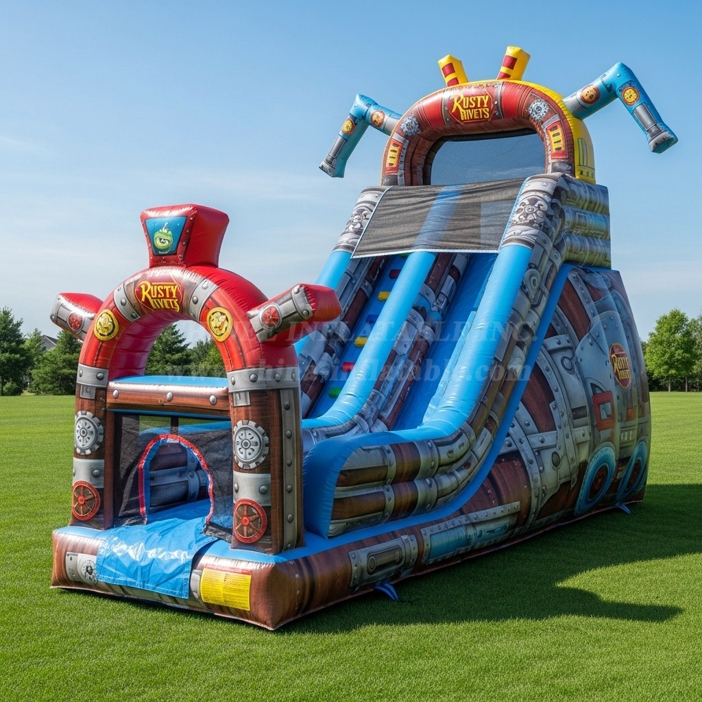 T8-8288 Rusty Rivets Theme Inflatable Dry Slide