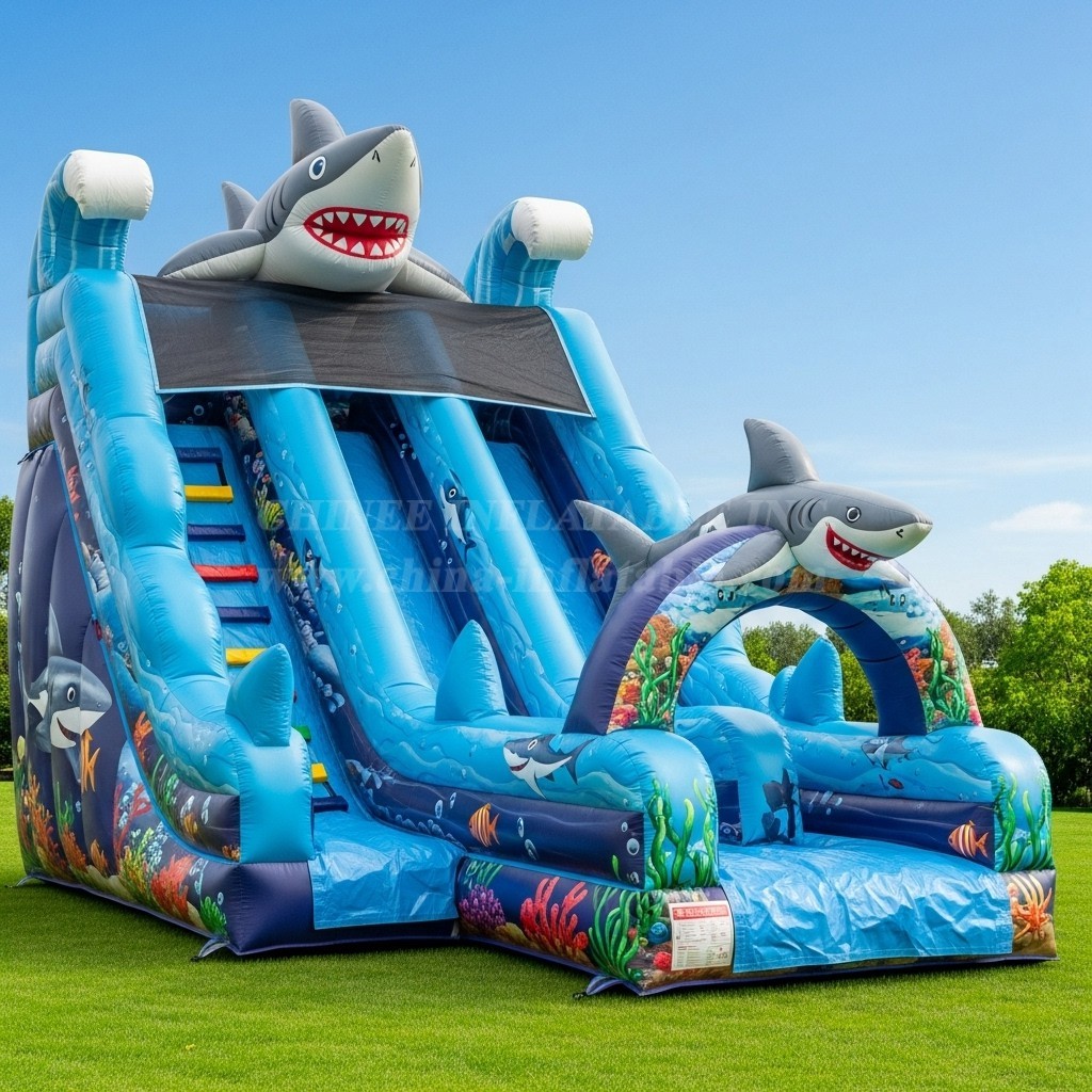 T8-8292 Shark Theme Inflatable Dry Slide
